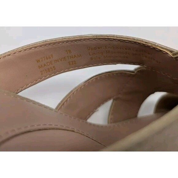 Cole Haan April Suede Mule Sandals Heels Embossed Leather Natural Size 7B NWOB - Picture 6 of 7